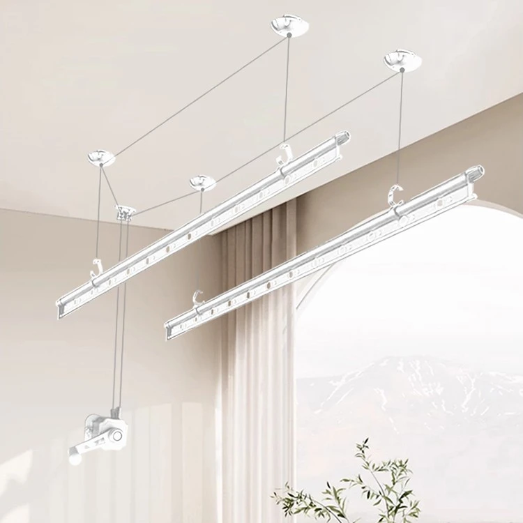 Hand-cranked Double-rod Round-bar Clothesline factory